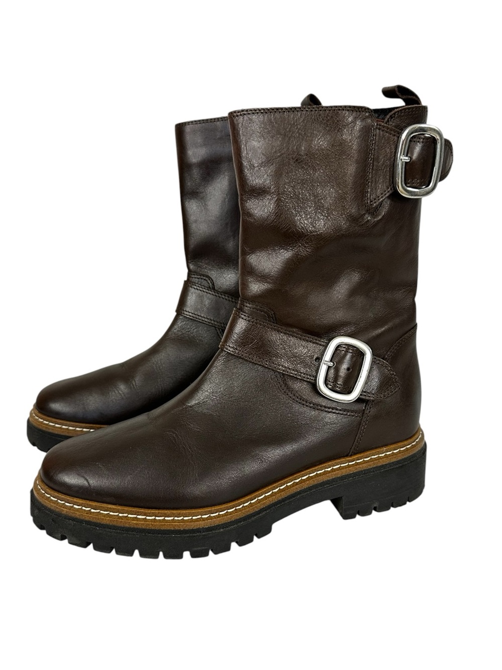 Fabianelli Boots Brown Leather Zip Closure Mid Calf Women’s Size 39 US 8.5-9